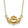 14k Gold Irish Claddagh Necklace by Fine Color Jewels