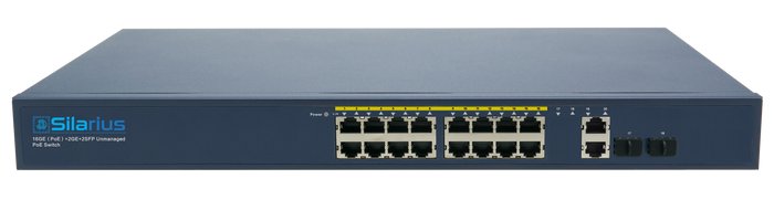 Silarius SIL-A16POE1G150 20 Ports POE+ switch with 16 Gigabit Ports PoE+, 2 Gigabit Uplinks, and 2 SFP Slots Uplink - 150W POE+ by Silarius