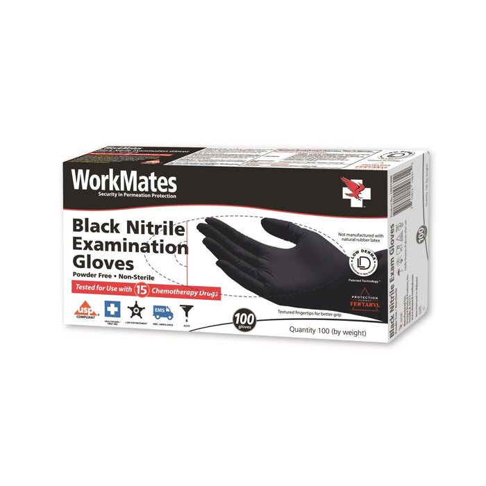 Workmates Nitrile Exam Gloves, Black - Large - Case of 10 - 100 Cou by Pasteur Pharmacy
