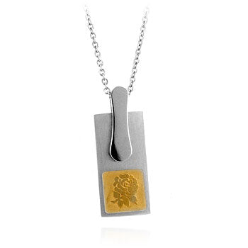 Avera Stainless Steel Floral Silhouette Pendant Necklace by Avera Group