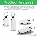 Sublimation Blanks PU Leather Keychain – Round/Rectangle / Heart Shape by INNOSUB USA by INNOSUB USA