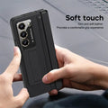 Skin Friendly Matte Leather Bracket Case With Hinge Protection For Samsung Galaxy Z Fold 6 5 4 by Merch Section