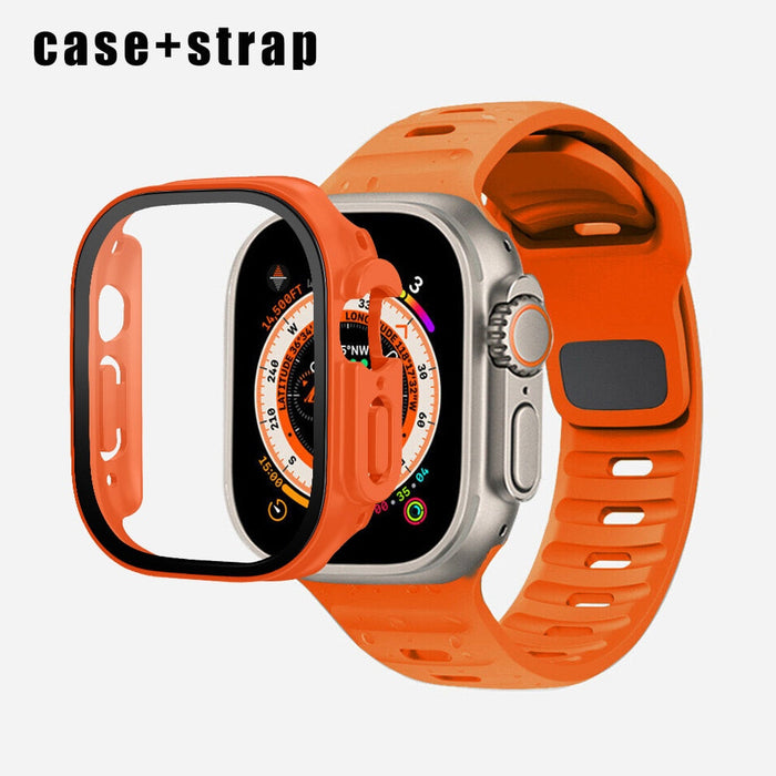 Silicone Sport Band+Case for Apple Watch Ultra Band Case Strap by Arleathercraft
