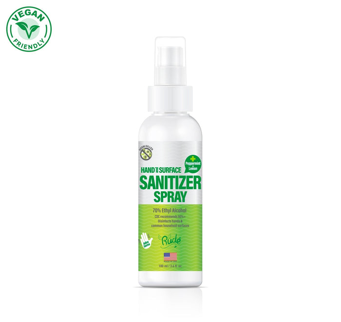 RUDE Peppermint Lemon Hand & Surface Sanitizer Spray 3.4 fl. oz / 100 mL by Avera Group