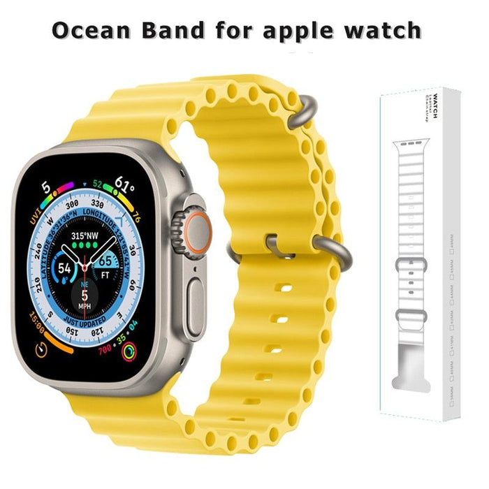 Ocean Silicone Apple Watch Band – Sporty Tapered Strap by Arleathercraft