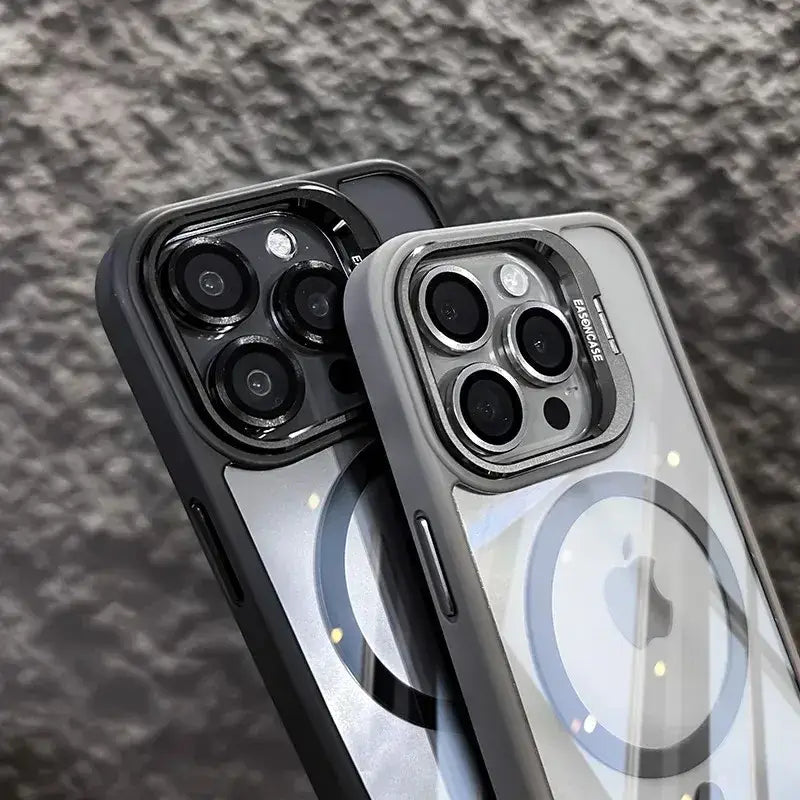 Luxury Magnetic Shockproof Phone Case For iPhone 16 17 15 14 13 12 11 Pro Max Funda For Magsafe Stand Glass Lens