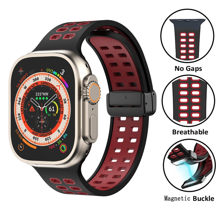 Magnetic Buckle Silicone Apple Watch Band Series 11/10/9/8/7/6/5/4/ SE / Ultra 1/2/3 by Arleathercraft