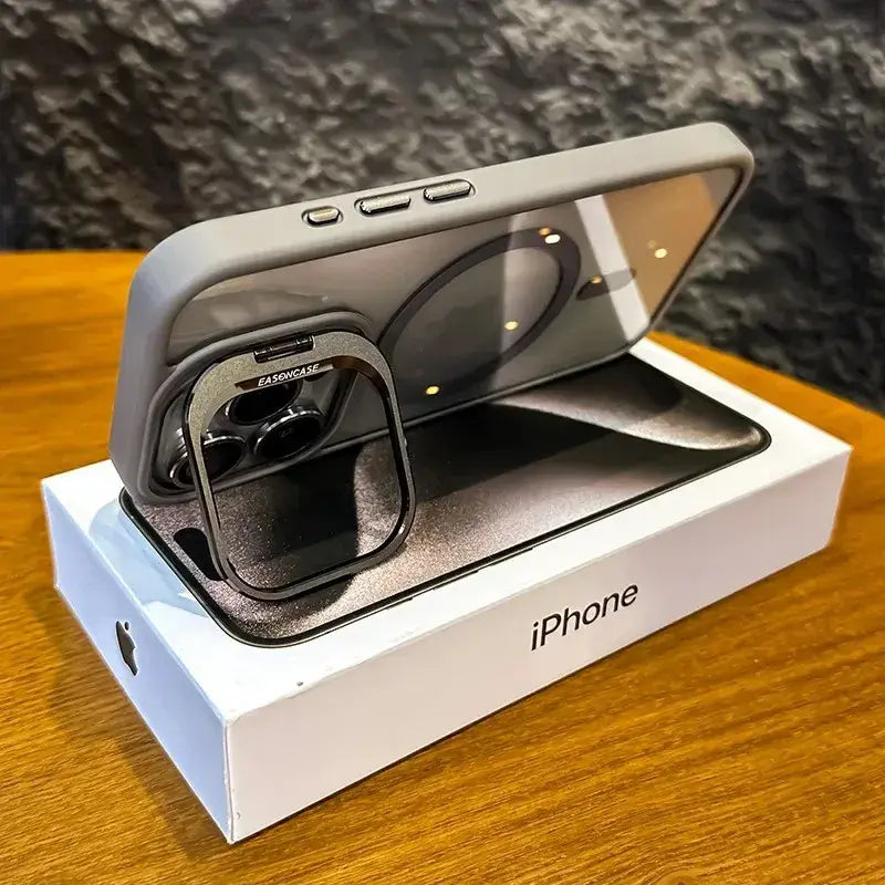 Luxury Magnetic Shockproof Phone Case For iPhone 16 17 15 14 13 12 11 Pro Max Funda For Magsafe Stand Glass Lens