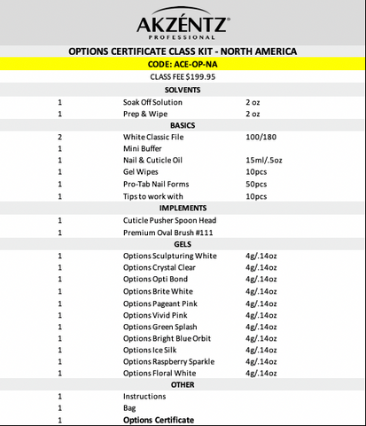 Akzentz Options Certification Class Kit AKZENTZ EDUCATORS ONLY