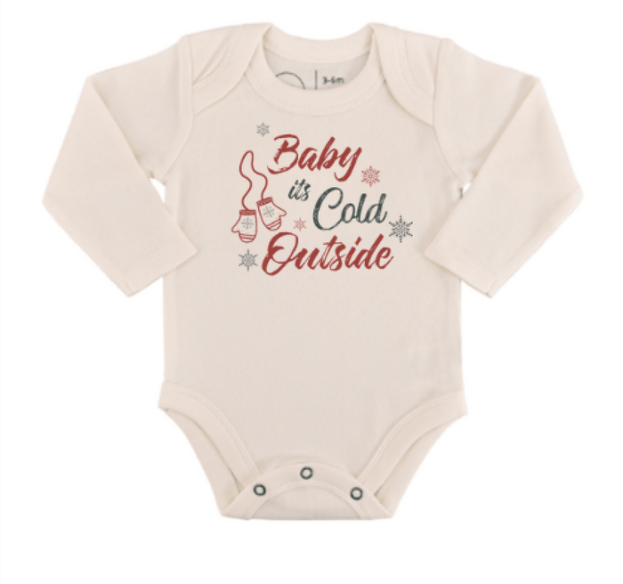 long sleeve graphic bodysuit | baby its cold outside by Finn + Emma