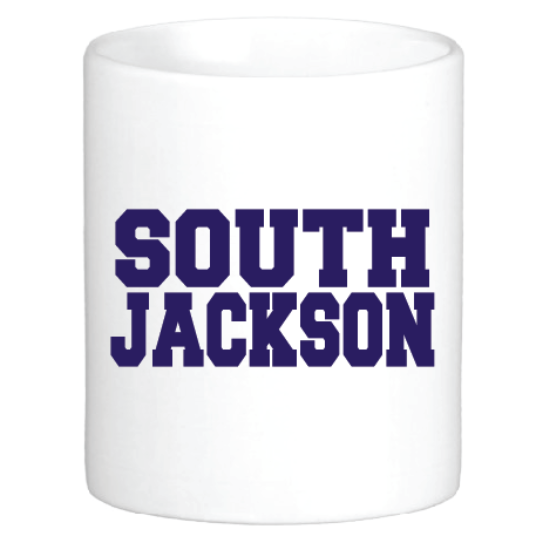 SOUTH JACKSON BLOCK LETTERS Mug by Swell-O-Phonic