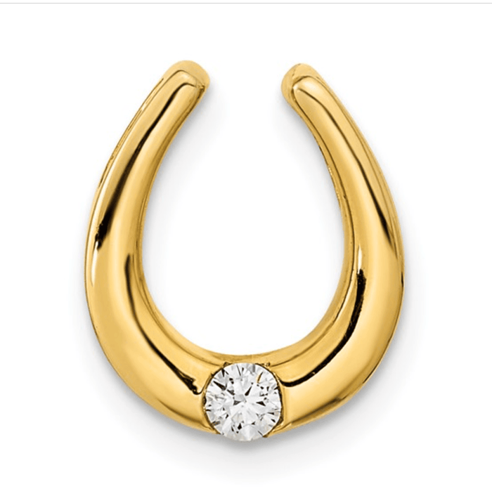 14K Gold Diamond Horseshoe Pendant by Fine Color Jewels