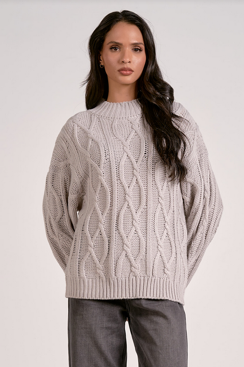 The Classic Cable Sweater: Light Grey by Boutique 23
