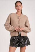 The Cozy Tie Cardigan: Macchiato by Boutique 23
