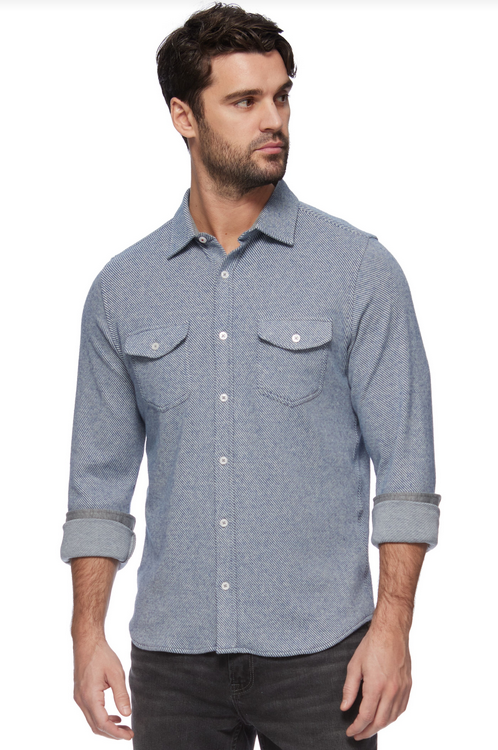 HERO SOLID TWILL KNIT FLANNEL SHIRT by Boutique 23