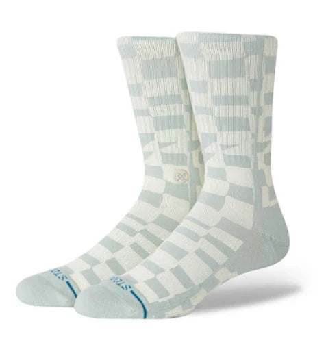 Stance Cotton Crew Sock - Wave Check - Pale Blue by Swell-O-Phonic