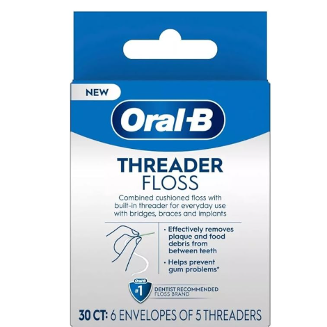 Oral-B Glide Threader Dental Floss For Bridges, Braces & Implants - 30ct by Pasteur Pharmacy