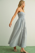 Striped Smocked Maxi Dress by Boutique 23