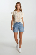 Floral Embroidery Mix Muscle Top by Boutique 23