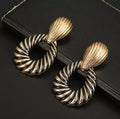 Gold Stripped African Drop Earrings by Duma Mbili LLC