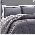 Eddie Bauer Sherwood Reversible Micro-suede Sherpa Comforter Set, King - Grey by Vanessa Jane