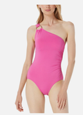 Michael Kors Iconic Solids One Shoulder One-Piece Swimsuit Cerise Size 16 by Vanessa Jane