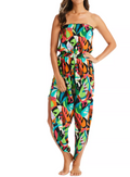 BAR III Womens Tropical Dreams Tube Top Cover-Up Jumpsuit, Size Large by Vanessa Jane