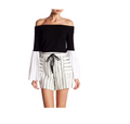 Vince Camuto Rich Black Colorblocked Off-the-Shoulder Top, XS by Vanessa Jane