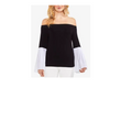 Vince Camuto Rich Black Colorblocked Off-the-Shoulder Top, XS by Vanessa Jane