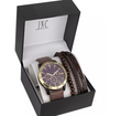 INC Brown Faux-Leather Strap Watch 48mm & 3-Pc. Bracelet Set by Vanessa Jane