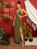 SHEIN VCAY Tie Backless Ring Cami Dress, Size Small by Vanessa Jane