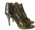 Kelsi Dagger Frayne Caged Leather Strappy Heels Silver Sz 8 by Vanessa Jane