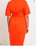Eloquii Plus Size Cross Front Flutter Sleeve Dress -Sz 24/Peppery Vermillion by Vanessa Jane