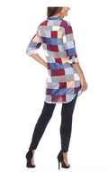 White Mark Womens Plaid Tunic Shirt, Blue, Medium by Vanessa Jane