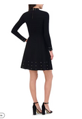 Vince Camuto Womens Embellished Mock Neck Dress - Black, small by Vanessa Jane