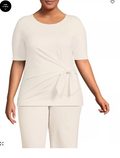 Lands End Womens Plus Size Lightweight Jersey Tie Front Top by Vanessa Jane