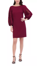 Vince Camuto Womens Boat-Neck Signature Crepe Shift Dress - Wine, Size 12 by Vanessa Jane