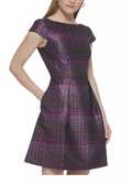 Vince Camuto Womens Metallic Jacquard Fit and Flare Dress, Size 2 by Vanessa Jane