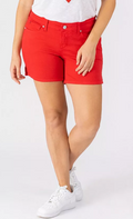 Slink Jeans Plus Size Color Shorts with Side Vents - Rose Red, Size 22 by Vanessa Jane
