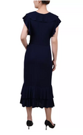 NY Collection Womens Short Flutter Sleeve Ruffle Neck Dress, Size Medium by Vanessa Jane