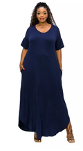 LIVD Short Sleeve Maxi Dress - Blue - 3X by Vanessa Jane