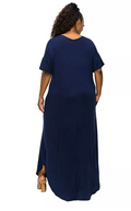 LIVD Short Sleeve Maxi Dress - Blue - 3X by Vanessa Jane