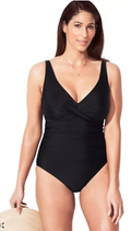 Swimsuits for All Womens V-Neck One Piece Swimsuit, Size 18 by Vanessa Jane