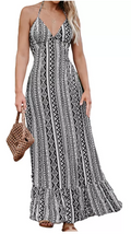 Cupshe Womens Flounce Maxi Beach Dress - Black by Vanessa Jane