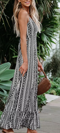 Cupshe Womens Flounce Maxi Beach Dress - Black by Vanessa Jane