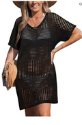 Cupshe Womens Crochet Short Sleeve Cover-Up Mini Beach Dress by Vanessa Jane