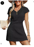 Cupshe Womens Storyteller Cutout V-Neck Cover-up Dress by Vanessa Jane