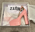 Schutz Renee Pink Faux Leather Square Toe Buckle Ankle Strap Block Heels 8.5 by Vanessa Jane