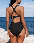 Womens Cupshe Plunge Paneling Cross Tie Back One Piece Swimsuit, Lg by Vanessa Jane