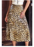 Camel Leopard Print High-Waisted Midi Skirt, Medium by Vanessa Jane